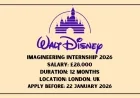 Walt Disney Imagineering Internship 2026 in London, UK (£28,000 Stipend)