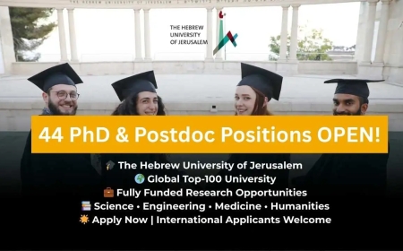 The Hebrew University of Jerusalem Invites Application for 44 PhD and Postdoc Research Positions