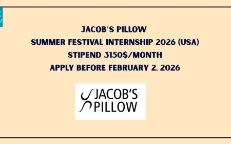 Jacob’s Pillow Summer Festival Internship 2026 (USA) - Stipend 3150$/Month | Apply Before February 2, 2026