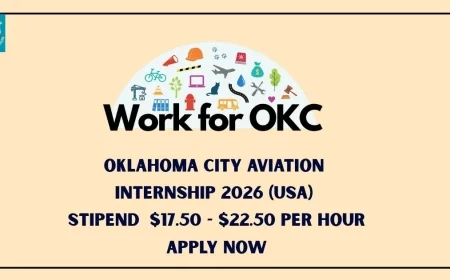 Oklahoma City Aviation Internship 2026 (USA) (Part-Time/Year-Round) Stipend  $17.50 - $22.50 Per Hour | Apply Before  26 January, 2026