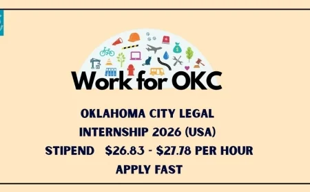 Oklahoma City Legal Internship 2026 (USA) (Part-Time/Year-Round) Stipend  $26.83 - $27.78 Per Hour