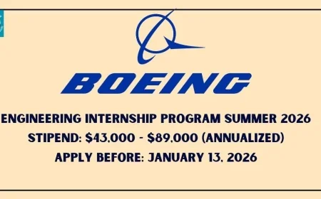 Boeing Engineering Internship Program Summer 2026  (USA 65+ Locations) Apply Before January 13, 2026