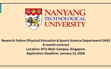 Nanyang Technological University, Singapore is Seeking a Research Fellow (Physical Education & Sports Science Department) [NIE]