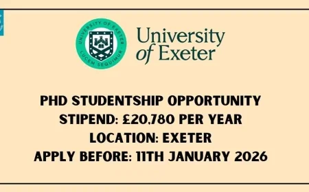 University Of Exter Machine Learning & AI for Air Traffic Control PhD Studentship (Stipend £20,780 per year)