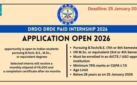 DRDO DRDE Paid Internship 2026: Applications Open for 6-Month Internship With ₹5,000 Monthly Stipend