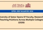 University of Qatar Opens 57 Faculty, Research & Teaching Positions Across Multiple Colleges (2026)