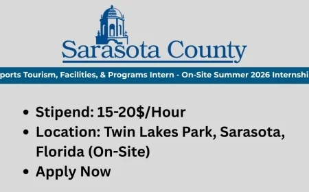 Sarasota County Government Opens Paid Sports Tourism, Facilities, & Programs Intern Internship for Summer 2026 (Stipend $15–$20/hr)