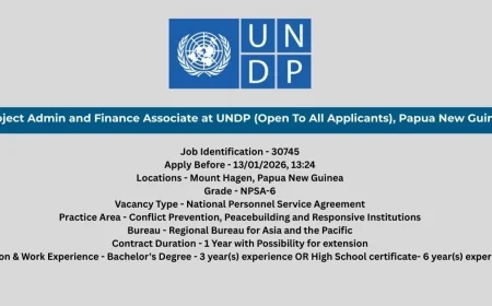 Project Admin and Finance Associate at UNDP (Open To All Applicants), Mount Hagen, Papua New Guinea