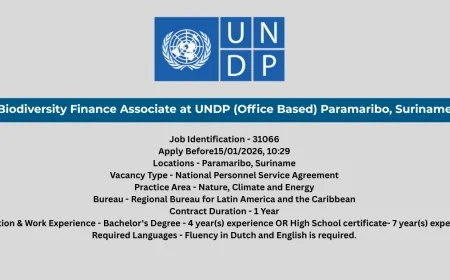 Biodiversity Finance Associate at UNDP (Office Based) Paramaribo, Suriname