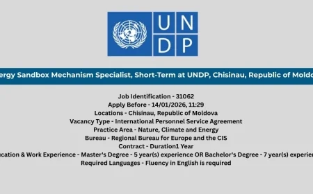 Energy Sandbox Mechanism Specialist, Short-Term at UNDP, Chisinau, Republic of Moldova