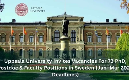 Uppsala University Invites Vacancies For 73 PhD, Postdoc & Faculty Positions in Sweden (Jan–Mar 2026 Deadlines)