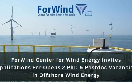 ForWind Center for Wind Energy Invites Applications For Opens 2 PhD & Postdoc Vacancies in Offshore Wind Energy