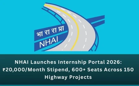 NHAI Launches Internship Portal 2026: ₹20,000/Month Stipend, 600+ Seats Across 150 Highway Projects