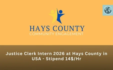 Justice Clerk Intern 2026 at Hays County in USA - Stipend 14$/Hr