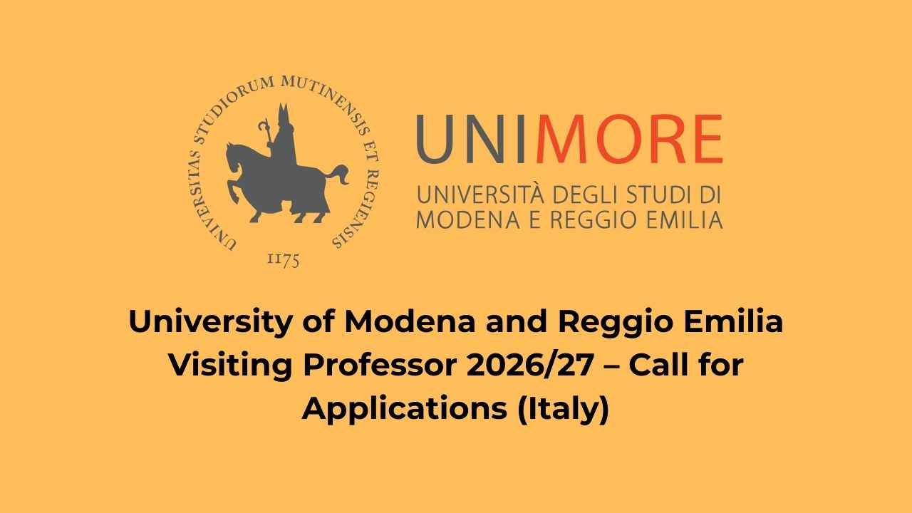 University of Modena and Reggio Emilia Visiting Professor 2026/27 – Call for Applications (Italy)