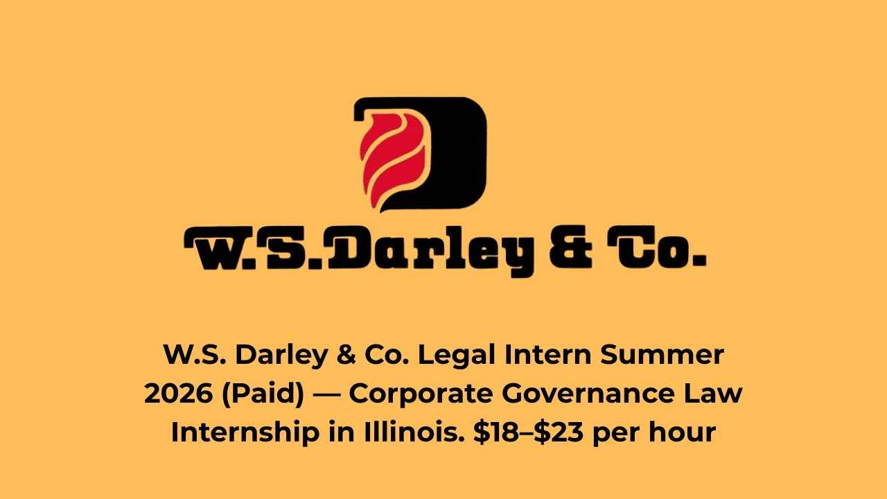 W.S. Darley & Co. Legal Intern Summer 2026 (Paid) — Corporate Governance Law Internship in Illinois