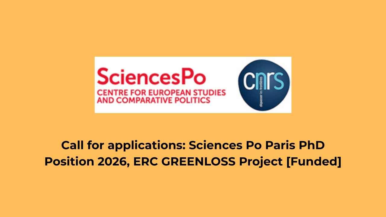 Call for applications: Sciences Po Paris PhD Position 2026, ERC GREENLOSS Project [Funded]